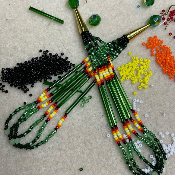 Colorful Beaded Dangle Earrings - Picture 3 of 3